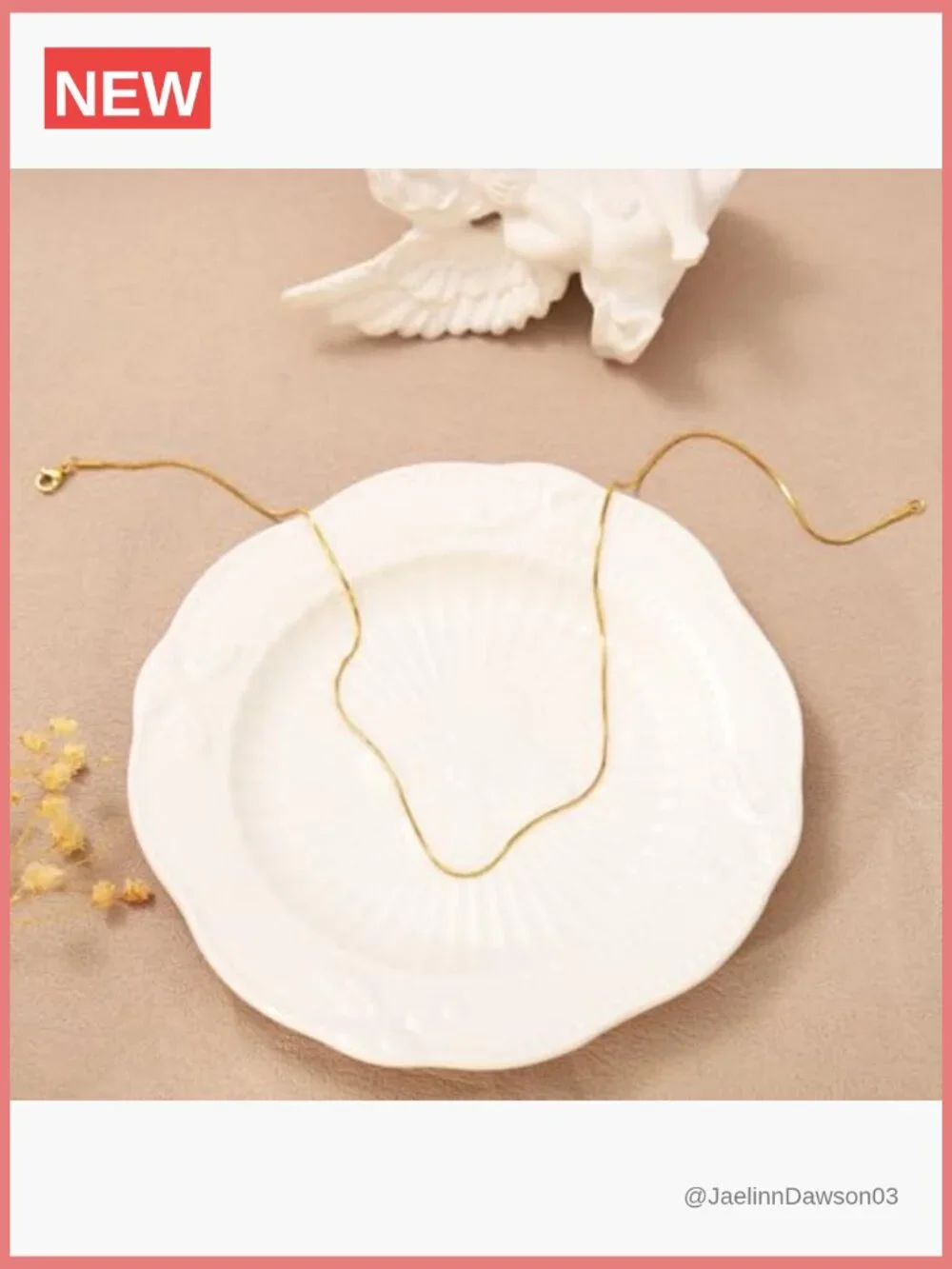 Gold Herringbone Snake Chain Necklace 24 inch 18K Plated